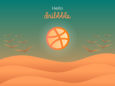 Hello Dribbble calm desert design dribbble invite hello hello dribbble hello dribble illustration sunny sunny day typography vector