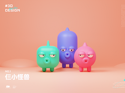 Three Little Monsters 3d blender