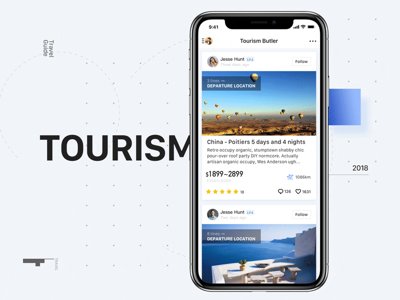 Travel Guide app flow motion principle travel ui ux