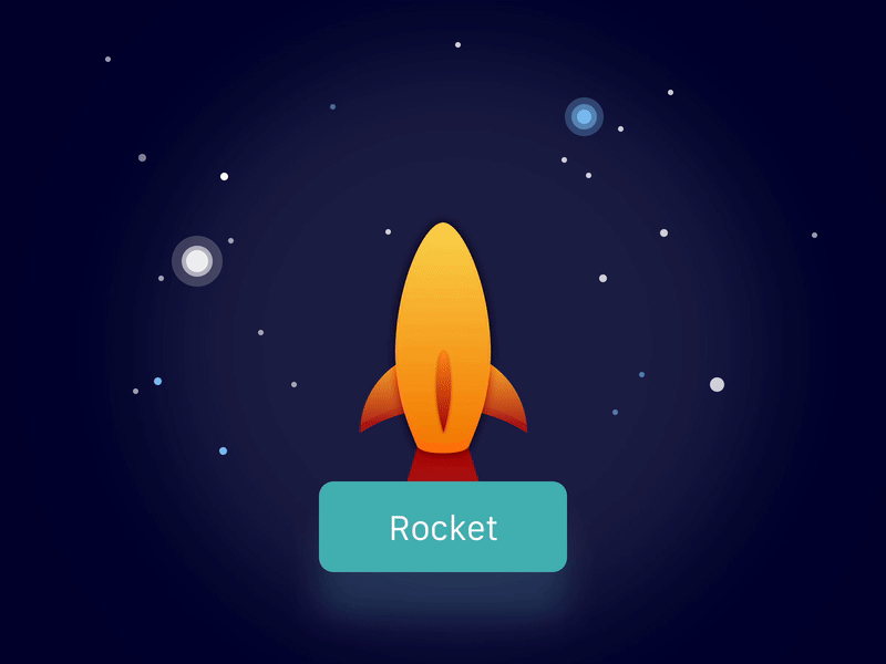 Rocket blast-off button hover illustration motion principle rocket sky