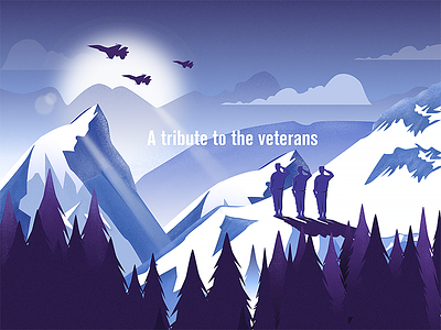 A tribute to the veterans airplane design forest illustration mountain snow mountain veterans winter