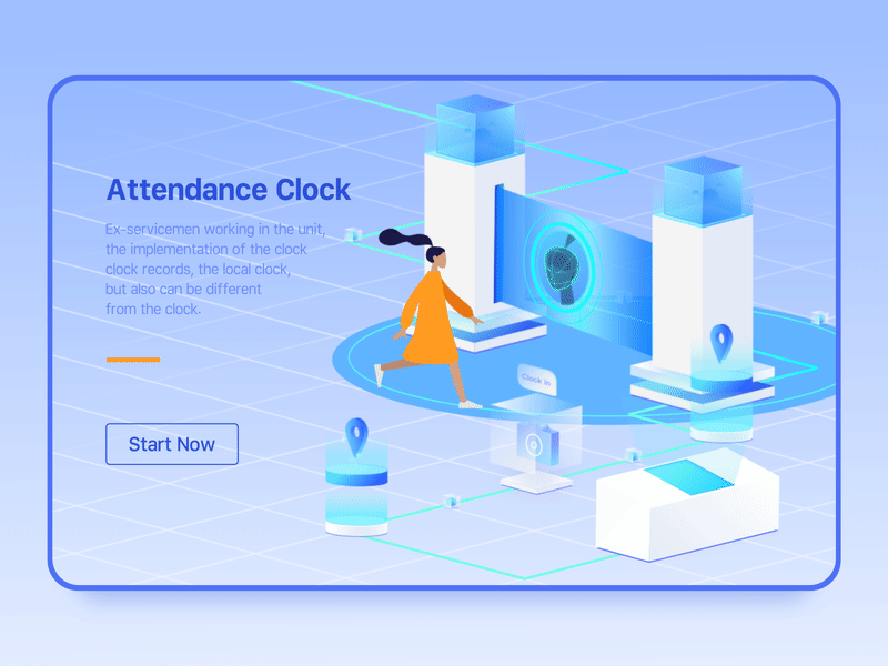 2.5D illustration Guide pages 2 photograph positioning face recognition 2.5d guide page clock in illustration ae app ui ux design motion