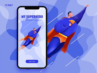 12 Day-my superhero app design illustration splash screen superhero superman ui