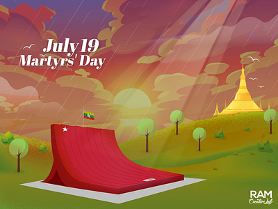 19 July Martyrs' Day design illustration typography vector