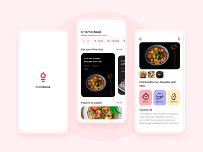 Cookbook - View Recipie app clean design concept cook design digital flat food interface japanese food oriental recipe ui