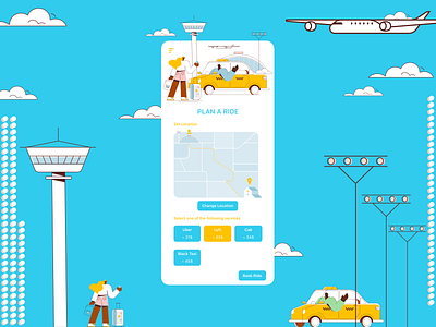 Airport Ride App Design app digital flat icon illustration mobile mobile design mobile ui ui ux web