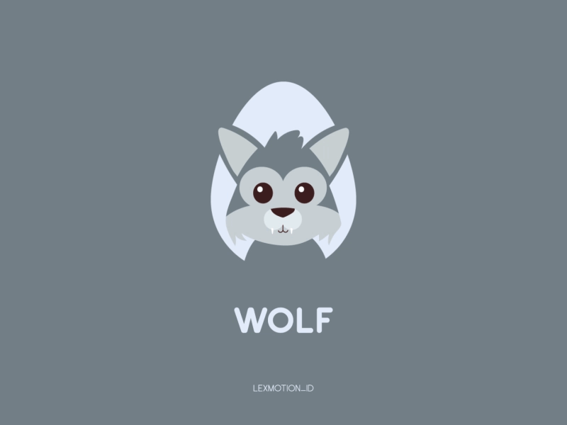 W for Wolf after effect animal design dribbble dribble flat design hello dribbble icon illustration logo motion graphic vector wolf