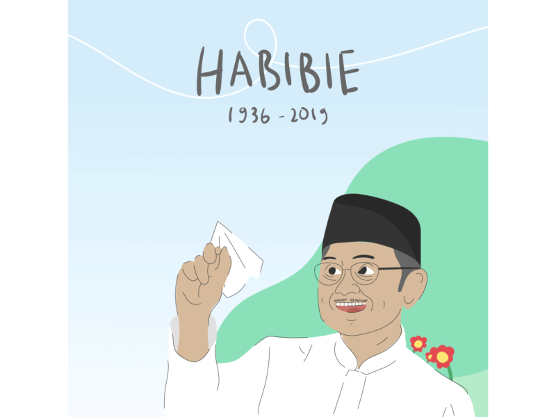 Mengenang Pak Habibie after effect design dribbble dribble flat design hello dribbble illustration motion animation motion graphic vector