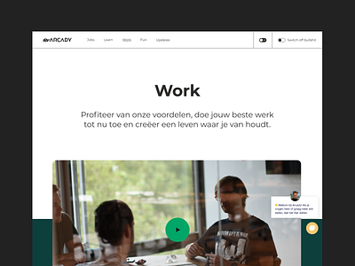 Arcady work page branding clean content page design header identity minimal ui ux web design work work page