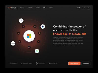 Newminds - Hero header - Dark mode