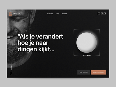 Hero section | Header design | Timo Hans dark design dark header dark homepage header hero hero section homepage identity landing landing page visual identity web design