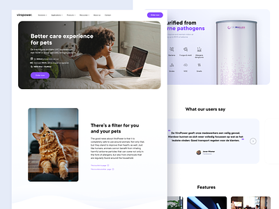 Landing page | Solution page | Viropower air air filter landing landing page purple purple design user interface web page web site webpage website