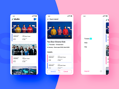 Stubs Event Ticket App app app design clean design events id interface interface design minimal musician secure security ticket ticket app tickets ui ux