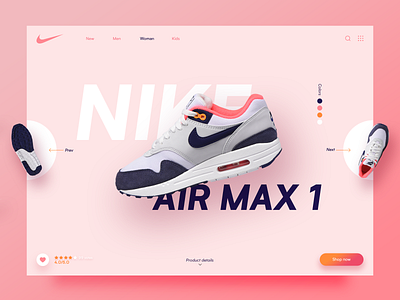 Nike Air Max 1 Sneaker colors design e commerce ecommerce gallery nike pink shoe shop sneaker sport store ui web