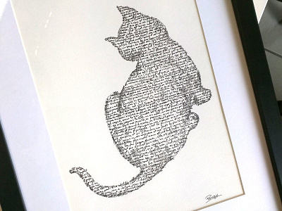 Typographic cat canson cat handmade poster typo