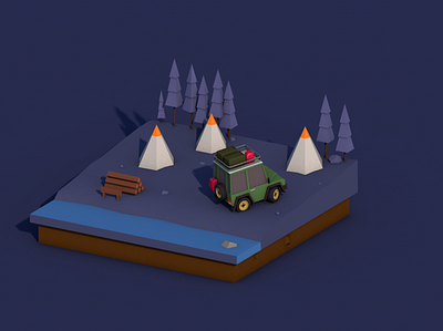 Camp Area | Low Poly c4d cinema4d lowpoly lowpoly3d