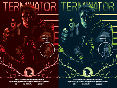 PaybackPenguin_Terminator_Color Variant 2 arnold character future gun illustration lines movie poster schwarzenegger terminator time vector