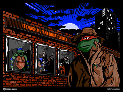 Paybackpenguin TMNT Movie poster caseyjones illustration leonardo night ninja poster rapheal shredder tmnt turtle turtles vector