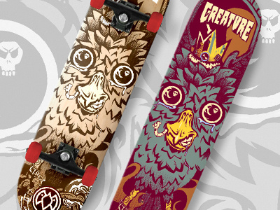 Owl Creature Skate Board flames grind inchains king octopus owl skateboard vector worm