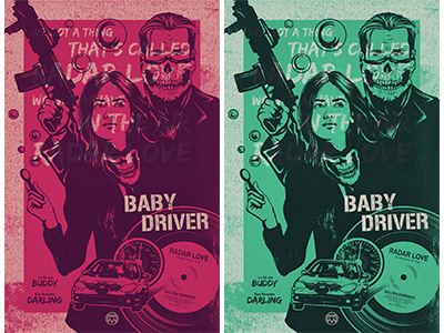 Baby Driver / Radar Love baby driver driver fan art fast getaway guns illustration love music radar robbery speed