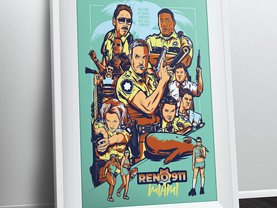 Reno 911 Miami Poster action alternative poster art comedy comedy central cop gun illustration miami movie palm tree poster reno reno 911 reno 911 miami the rock vector