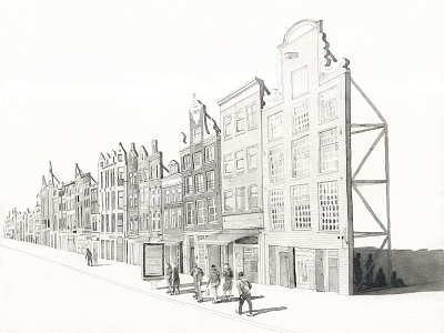 Amsterdam welcomes you! amsterdam black and white city drawing holland illustration ink netherlands travel urban