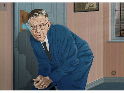 Sartre makes the shift from self to other derek bacon drawing existentialism illustration of jean paul sartre jean paul sartre portrait psychology