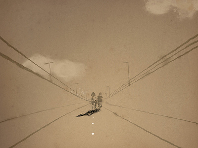 Nearly Hembrug amsterdam bicycles cycling illustration line art minimal sense of space sepia