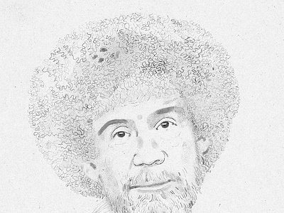 Bob Ross black and white bob ross derek bacon drawing illustration portrait