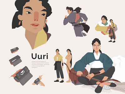 Character Uuri 4 1 character illustration khünbish portrait sketch vector woman