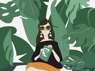 in the Botanical garden botanic character illustration portrait vector woman