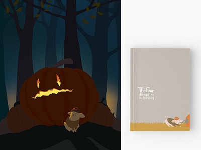 The Fear dissipates by morning animal book art character cover artwork cover book forest halloween illustration illustration art jack o lantern kids book nature parasenok pig piggy pumpkin vector