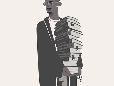 The weight of knowledge character illustration inktober inktober2019 man portrait sketch vector