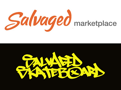 Salvaged Logo and Salvaged Skateboard Logo concepts logo logo design startup
