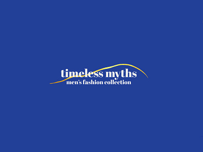 Timeless Myths blue logo typography yellow
