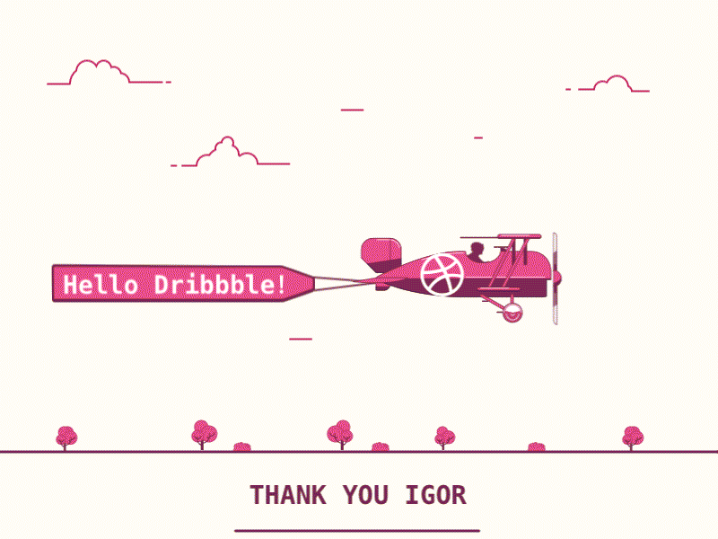 Hello Dribbble animation first gif shot thank