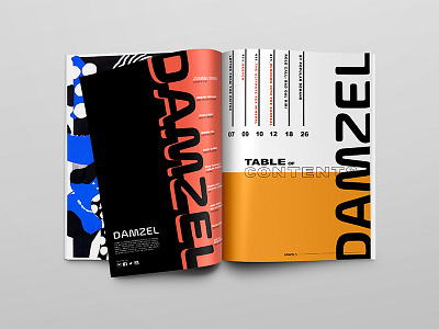 DAMZEL | ToC editorial layout magazine magazine spread masthead publication table of contents