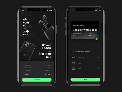 Black Checkout airpods black checkout green iphone ui