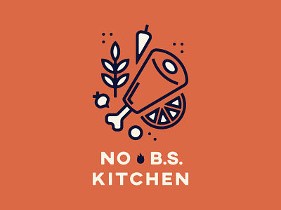 No B.S. Kitchen - Secondary Badge badge design food identity design illustration kitchen logo design monoweight illustration