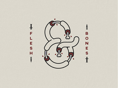 Flesh & Bones illustration lettering logo design monoweight illustration typography