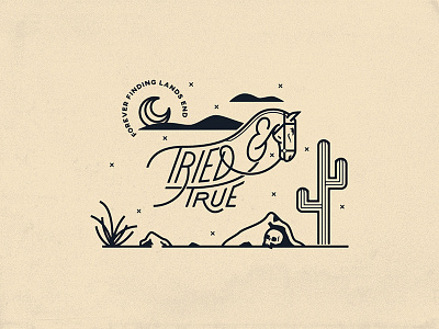Tried & True illustration lettering logo design monoweight illustration typography