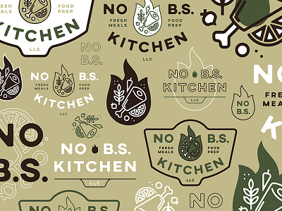 No B.S. Kitchen | Logo Pattern custom type dribbble lettering logo design monoweight illustration typography