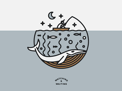 Watching and Waiting custom type dribbble lettering logo design monoweight illustration typography