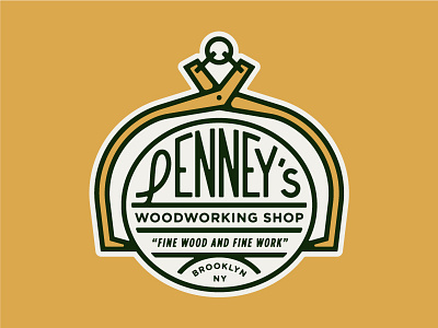 Lenney's Woodworking Shop badge design custom type dribbble lettering logo design monoweight illustration typography wood working
