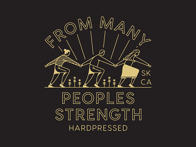 From Many Peoples Strength apparel design canada hardpressed illustration monoweight illustration saskatchewan typography