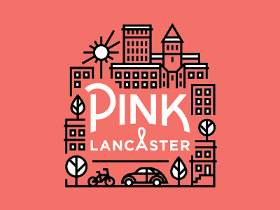 Pink Lancaster custom type identity design logo logo design monoweight illustration typography