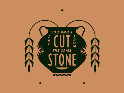 Cut from the same Stone custom type distressed flowerpot illustration monoweight illustration stone typography vase