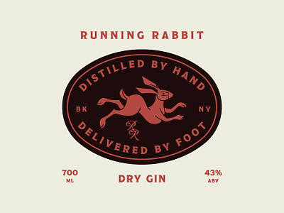 Running Rabbit Badge badge design branding brooklyn dry gin identity design illustration packaging design running rabbit typography