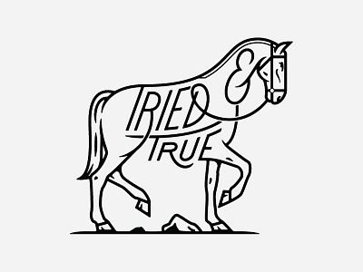 Tried & True - Walking Horse custom typography dribbble horse illustration lettering logo monoweight illustration typography