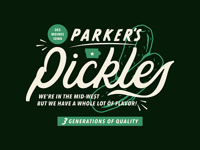 Parker's Pickles branding identity design lettering logo logo design logo system monoweight illustration typography